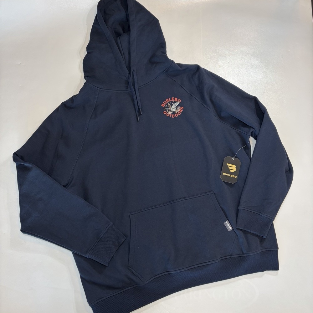 Burlebo Hoodie Mens 2XL Navy Pullover Duck Graphic Hunting Outdoors Sweatshirt - Picture 3 of 9